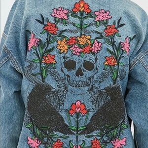 BDG floral/skull trucker jacket